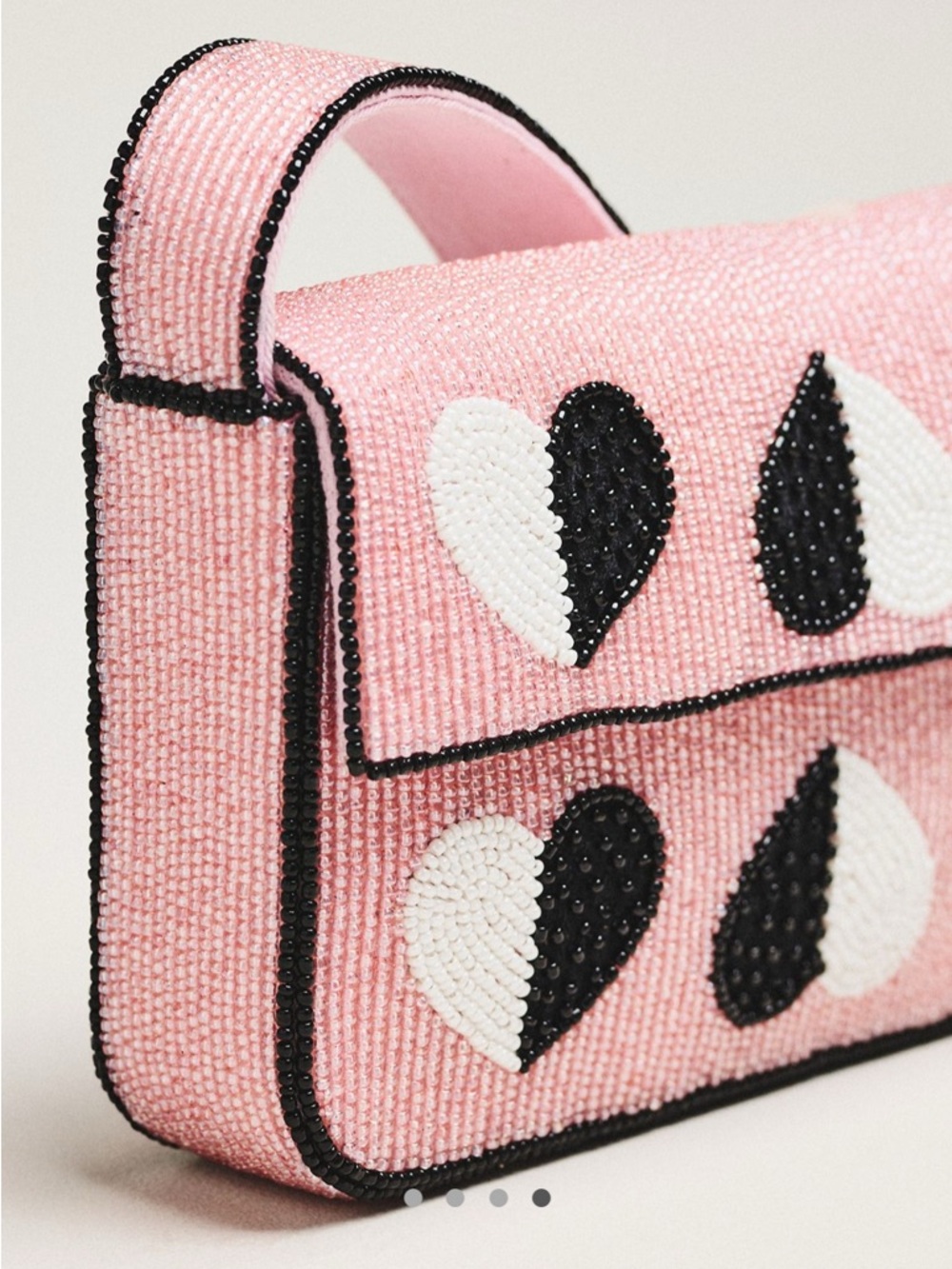 NWT Anthropologie Fiona Pink Beaded Heart Shoulder Bag Statement Purse - Picture 3 of 4